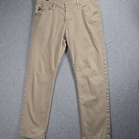 Adriano Goldschmied Mens 32x32 (fit 32x30) Tan Pants AG The Graduate Tailored Le - Picture 1 of 11